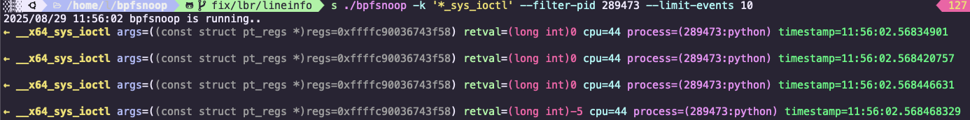 ioctl return -5